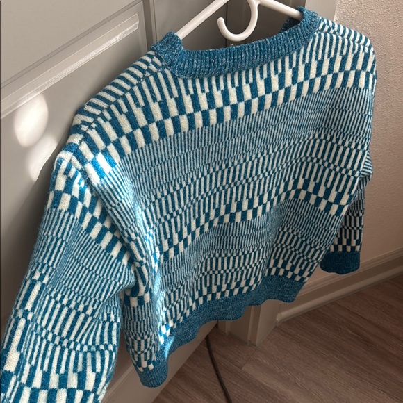 Blue Patterned Women's Sweater - Picture 3 of 5